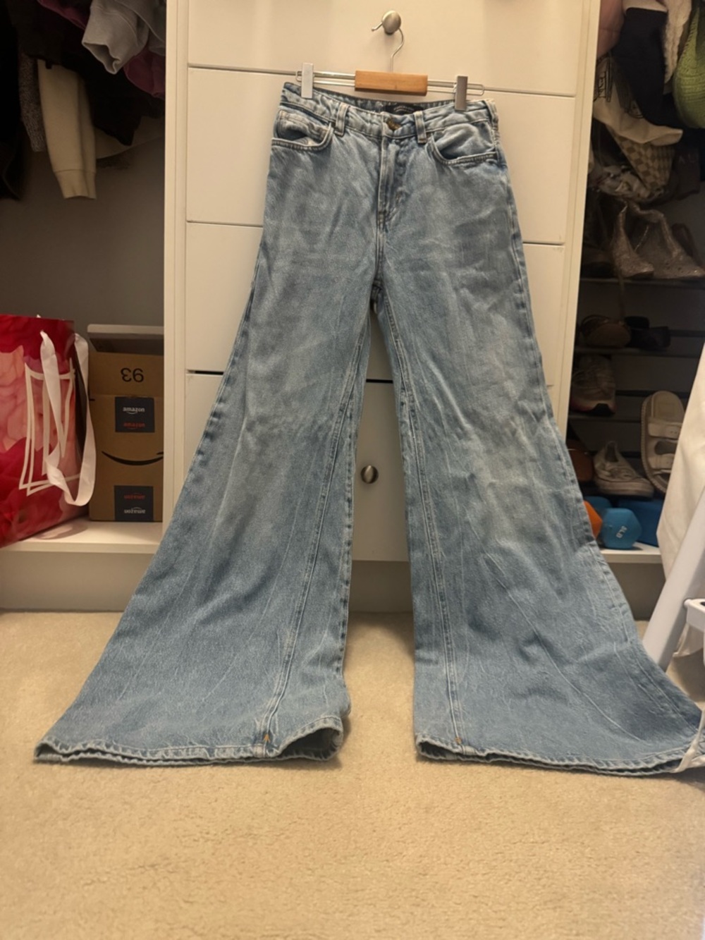 Classic Light Blue Wide Leg Flare Jeans